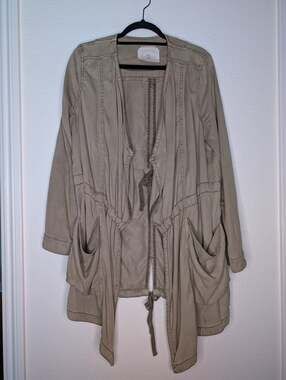Anthropologie Hei Hei Draped Utility Jacket M Green Asymmetrical Boho Cargo